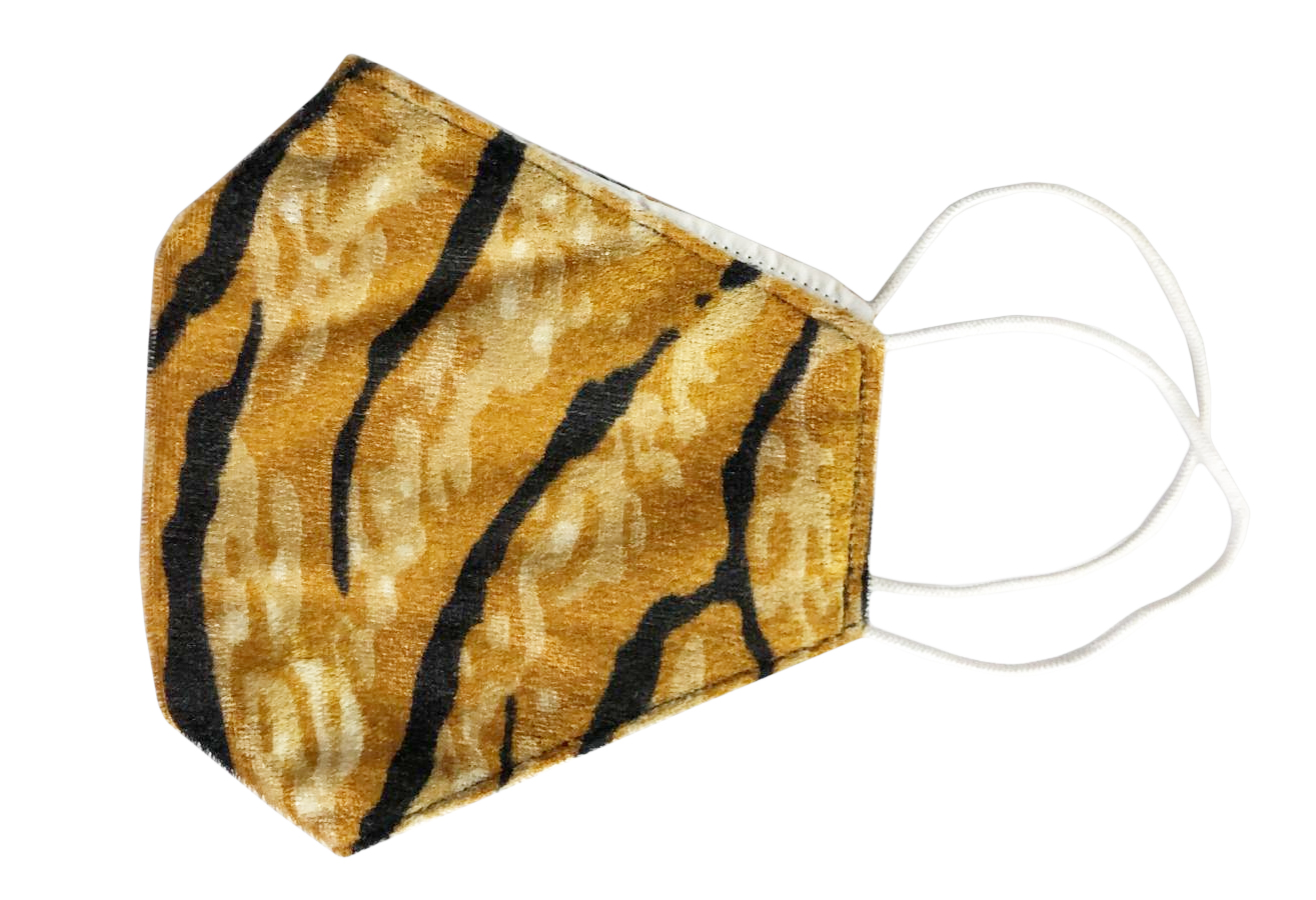 Tiger Print Face Covering With Filter Pocket