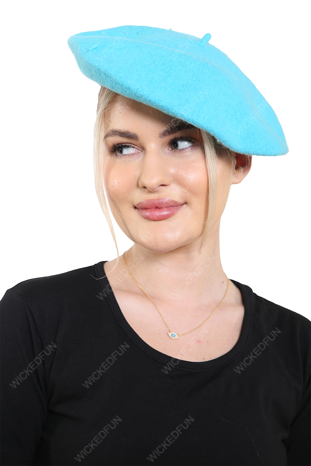 Wickedfun Turquoise Beret Hat