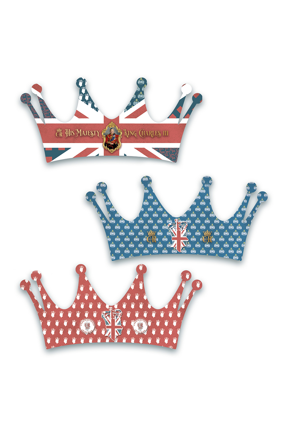 Wickedfun 8 packs King Charles Assorted Coronation Crowns (6pcs per pack)