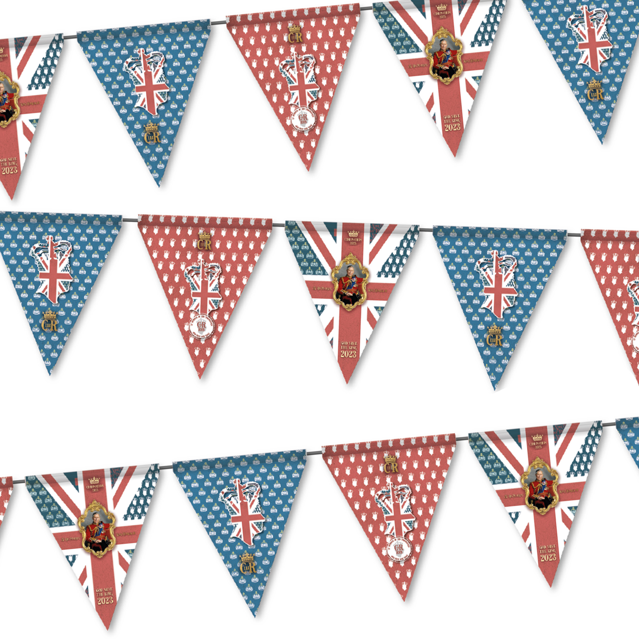 Wickedfun Union Jack King Coronation 6 Meters Triangle Bunting (Small)
