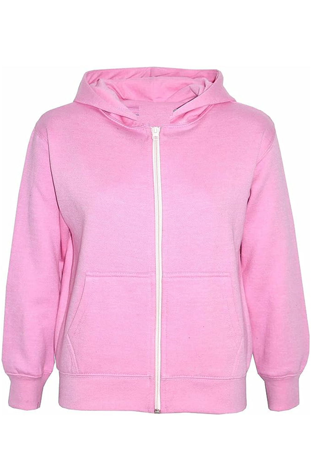 Unisex Boys Girls Plain Zip Hooded Sweatshirt Top Back to School UK Size 7-13 Years