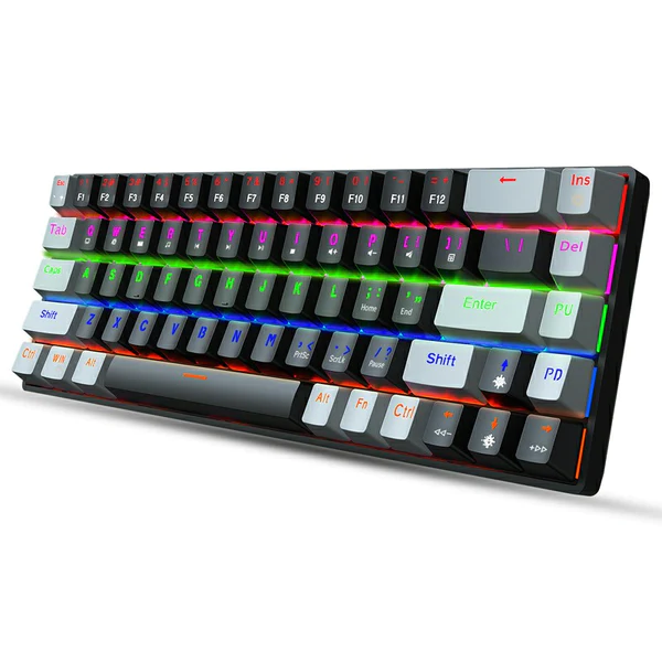 V800 68 Keys Keycap RGB Lighting Effect Metal Panel Mechanical Keyboard