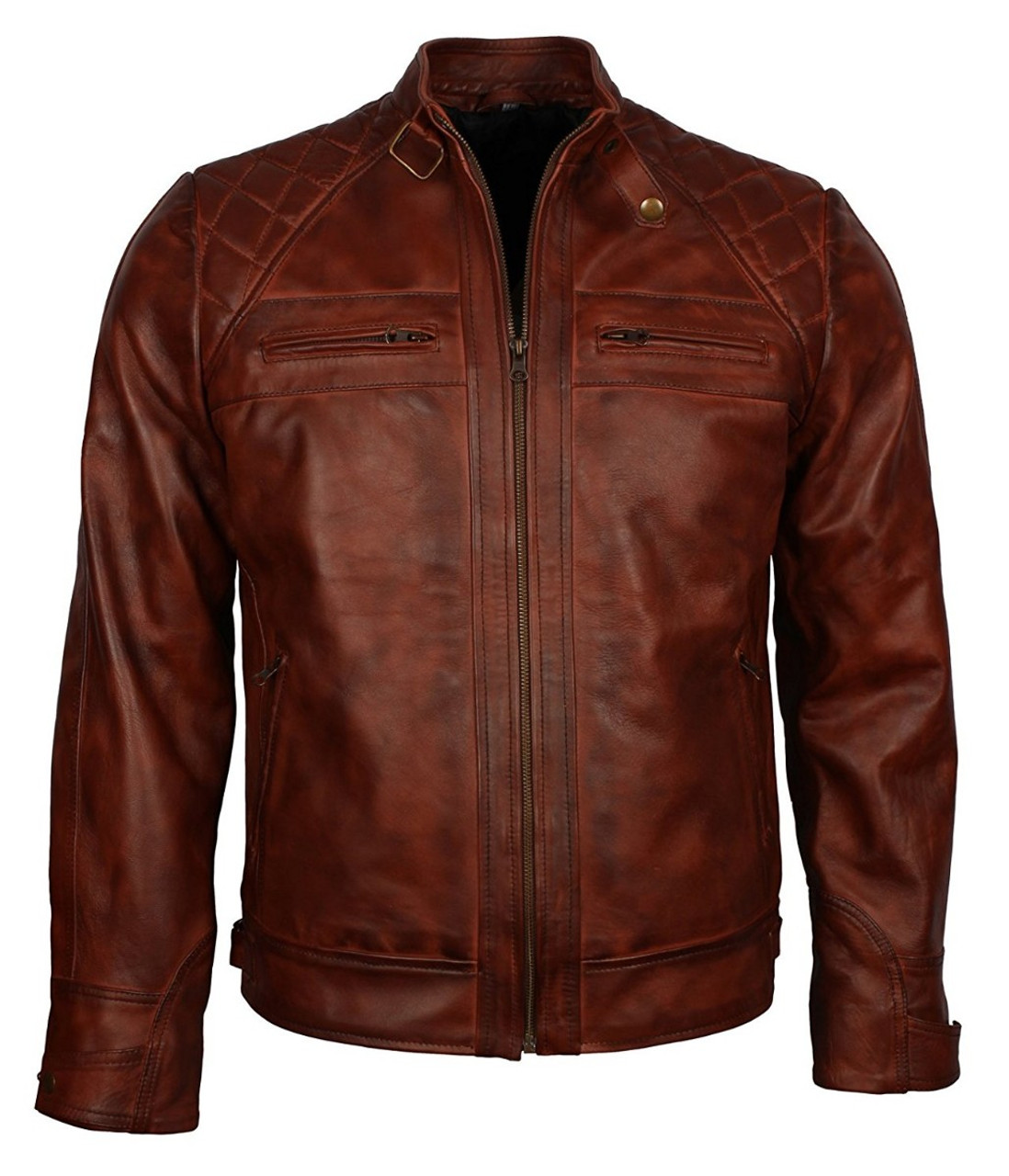 Vintage Brown Quilted Biker Leather Jacket