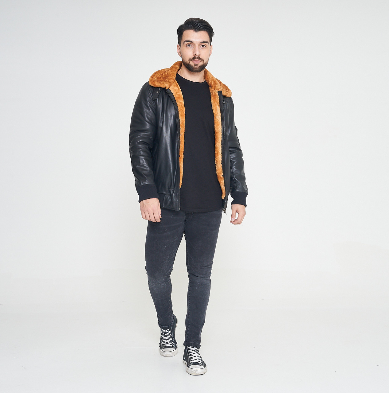 Wayfare Leather Aviator Bomber Jacket
