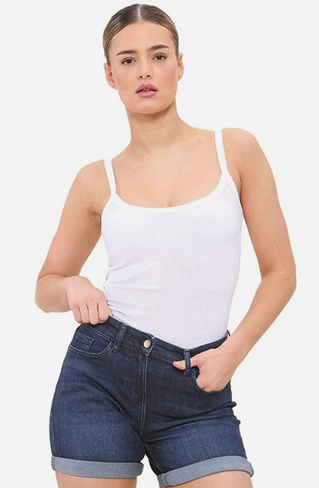 White Women Cotton Summer Ribbed Vest