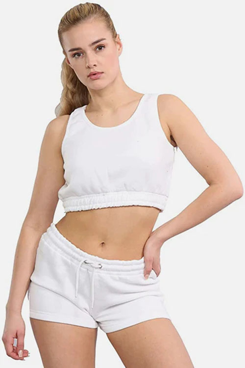 White Women Crop Top & Short Summer Set