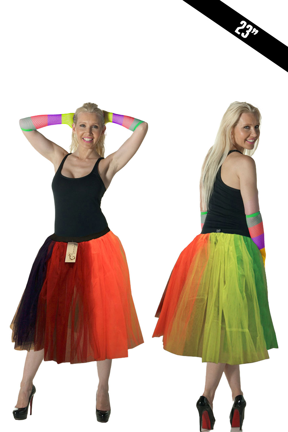 Wickedfun Adult 3 Layer Rainbow TuTu Skirt (Approximately 23 Inches Long)