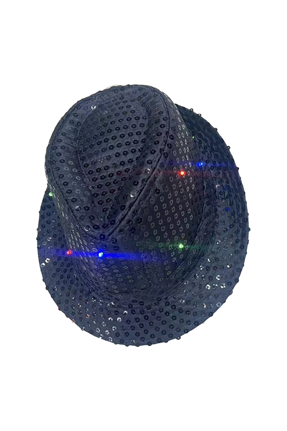 Wickedfun Adult Black LED Light Up Sequin Trilby Hat