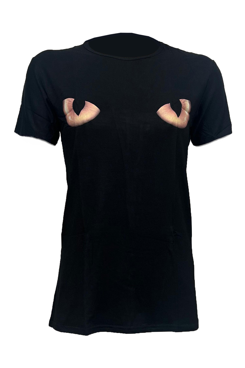 Wickedfun Women Eyes Printed Black TShirt