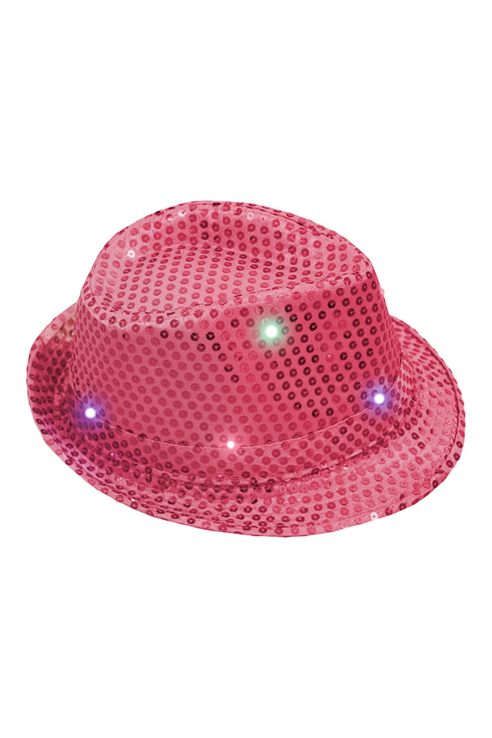 Wickedfun Adult Pink LED Light Up Sequin Trilby Hat