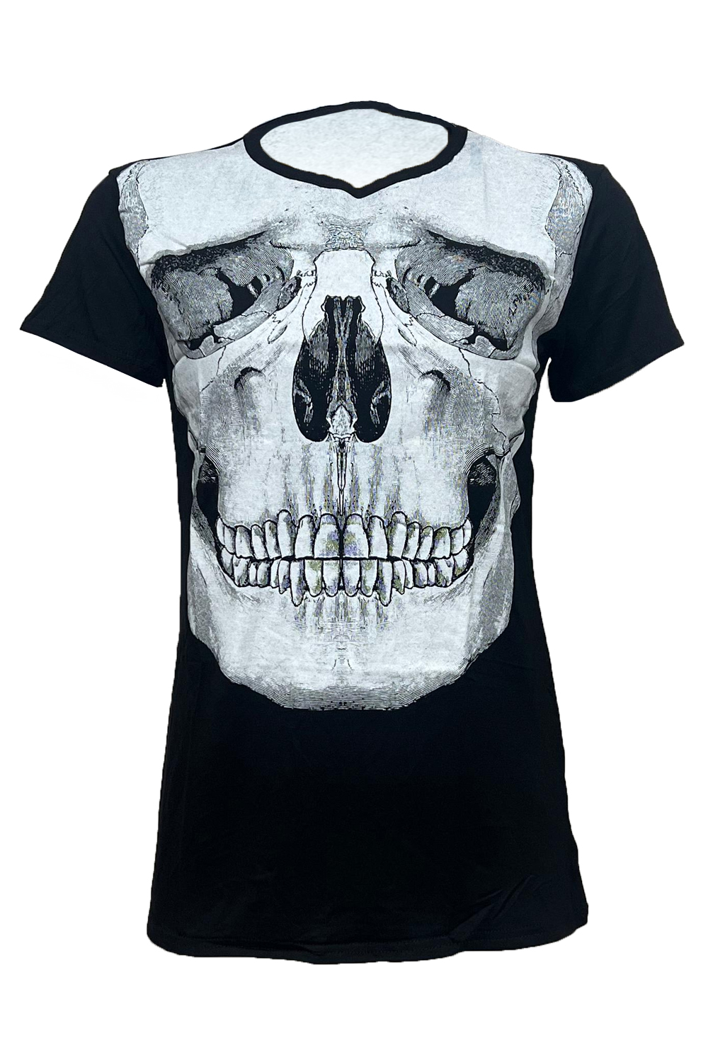 Wickedfun Women Scary Skull Printed Black T-Shirt