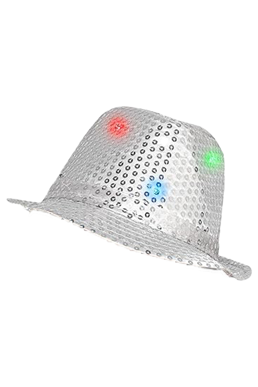 Wickedfun Adult Silver LED Light Up Sequin Trilby Hat