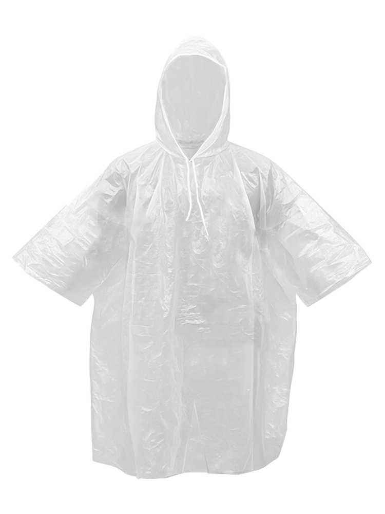 Wickedfun Disposable Vinyl Clear Hooded Rain Poncho