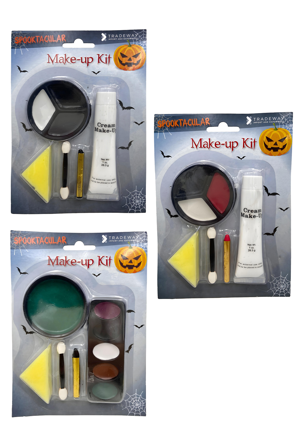 Wickedfun Halloween Face Paint Makeup Kit Of Vampire, Zombie & Witch