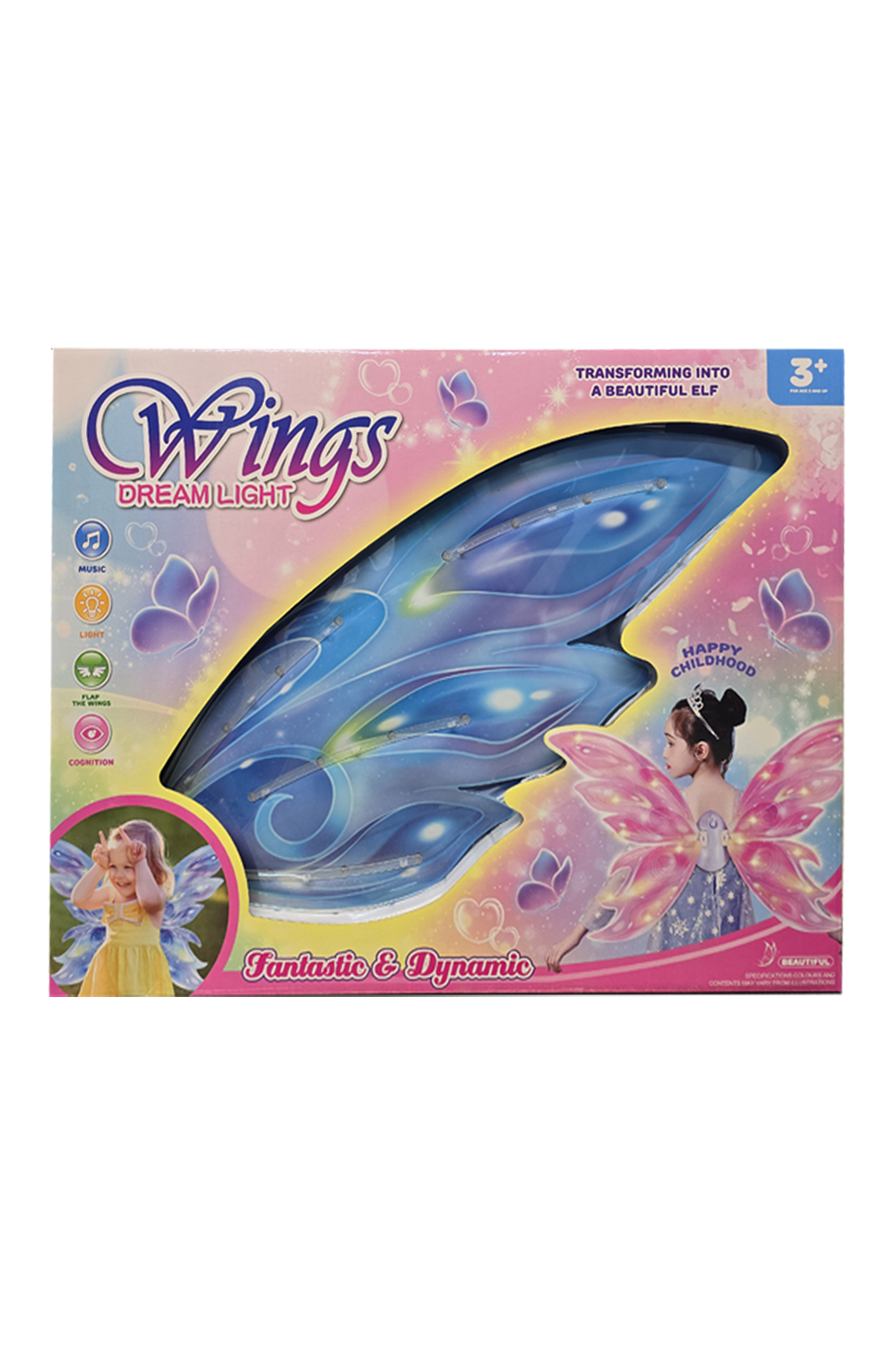 Wickedfun RechargeAble Light Up Moving Butterfly Fairy Wings With Music Blue (Style 2)