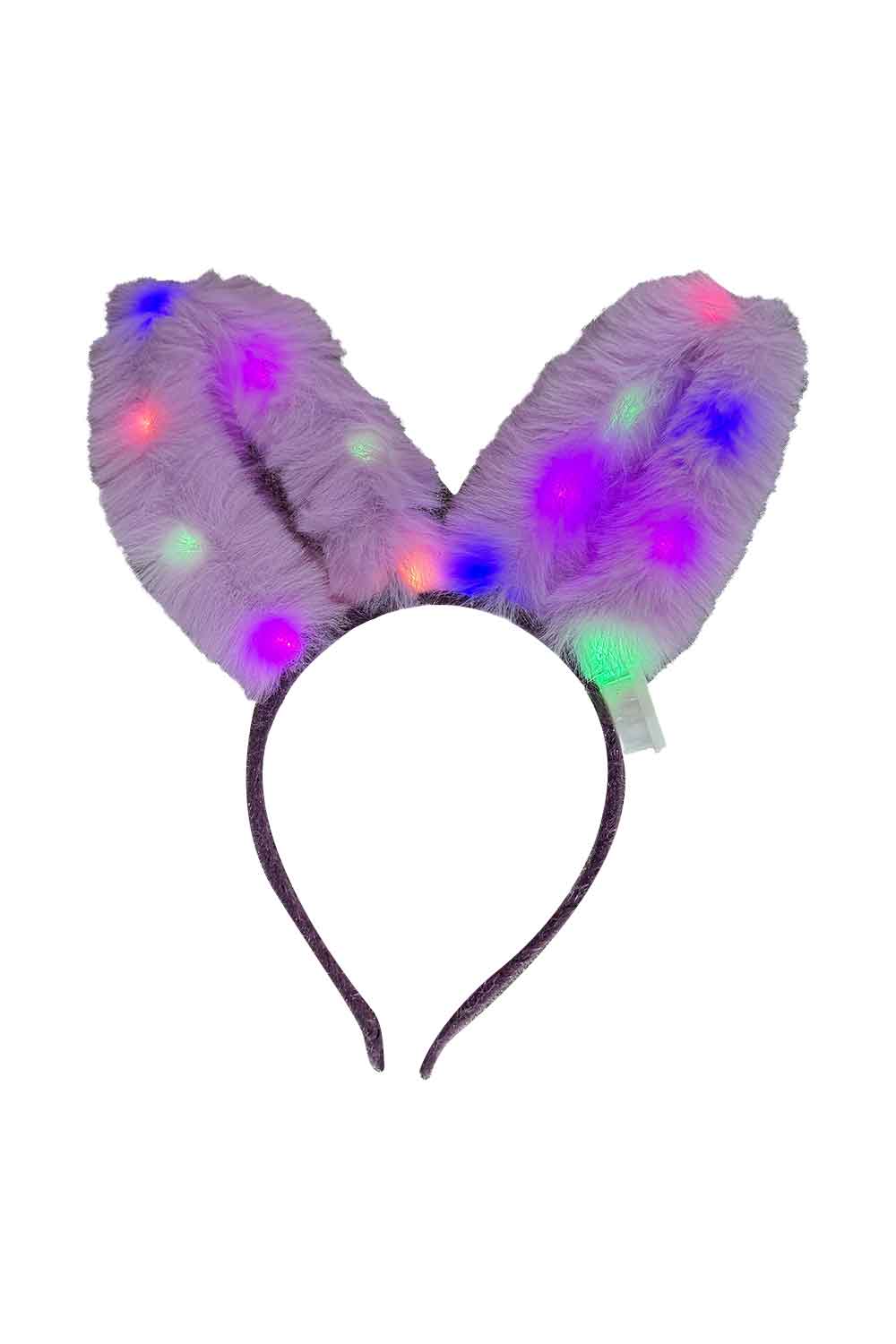 Wickedfun Purple Fur Light Up Bunny Ears