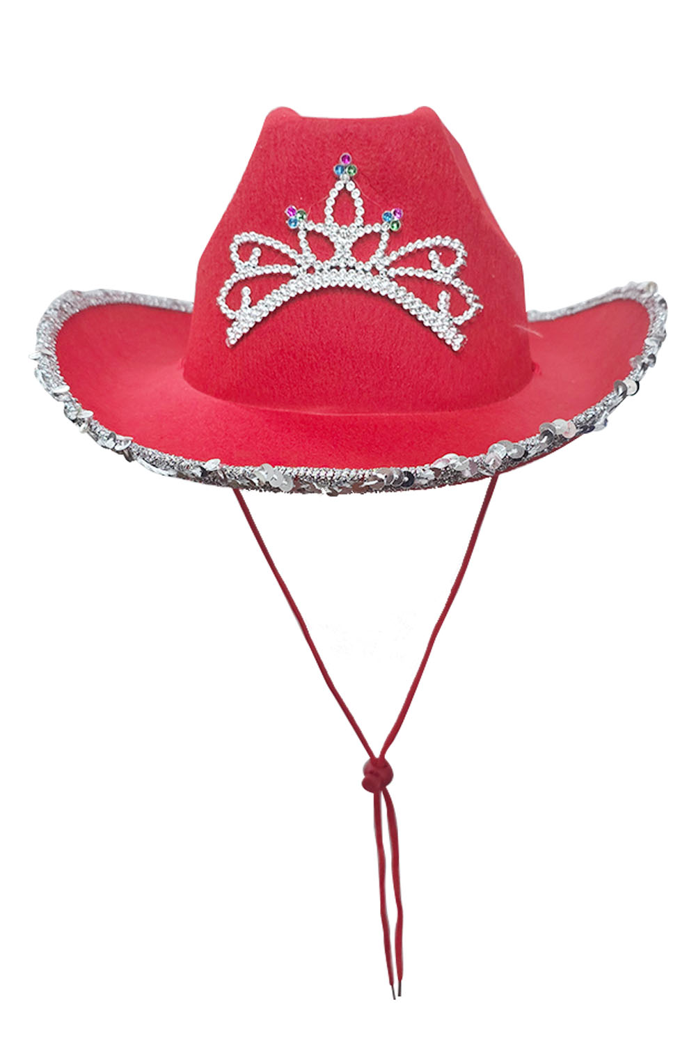 Wickedfun Red Cowboy Hat with Sequin Trim
