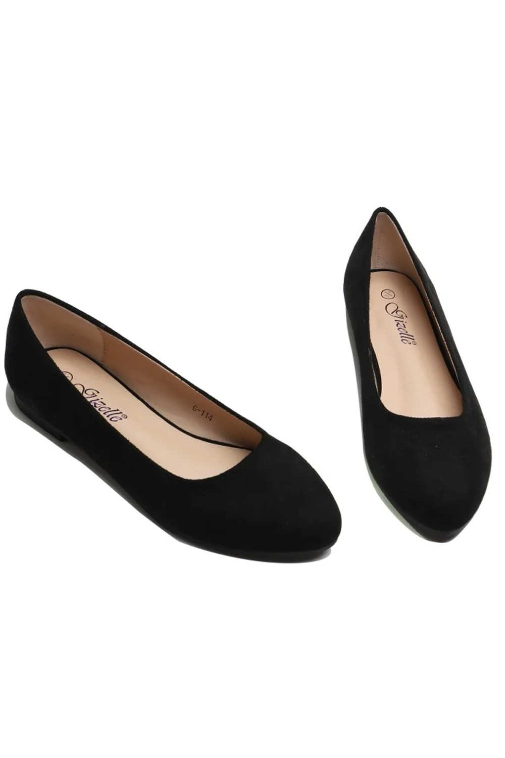Women Ballet Casual Wear Every-Day Closed Toe Slip On Ballerina Flats Shoes Black Suede