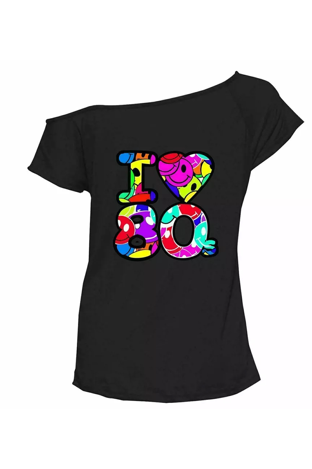 Women Black 80s Retro Hen Party T-Shirt Top
