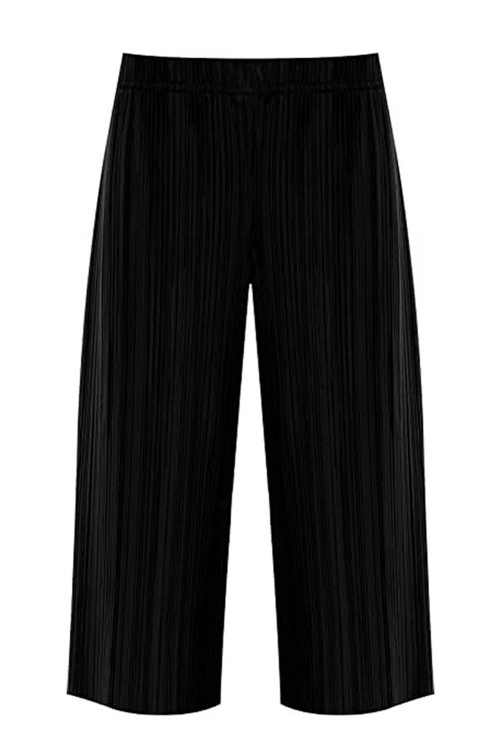 Women Black Plus Size Pleated Elasticated Culottes