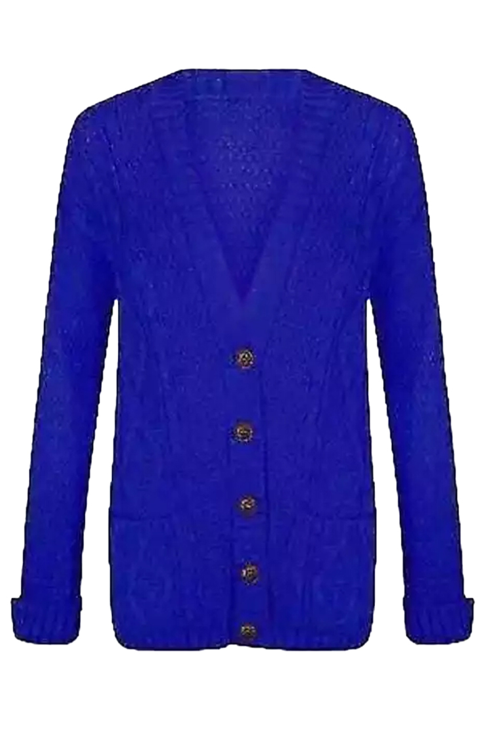 Women Blue Chunky Cable Knit Cardigan