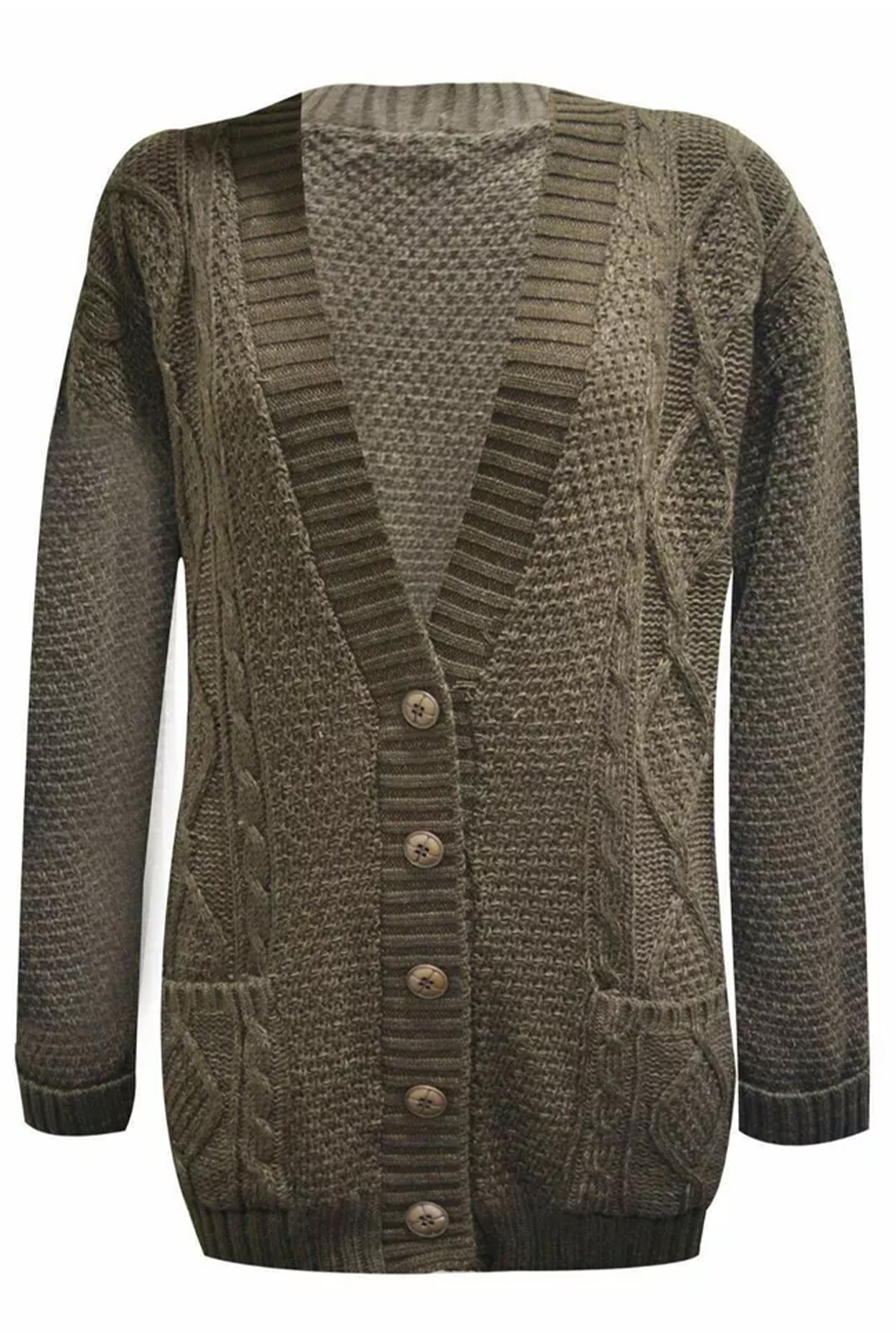 Women Brown Chunky Cable Knit Cardigan