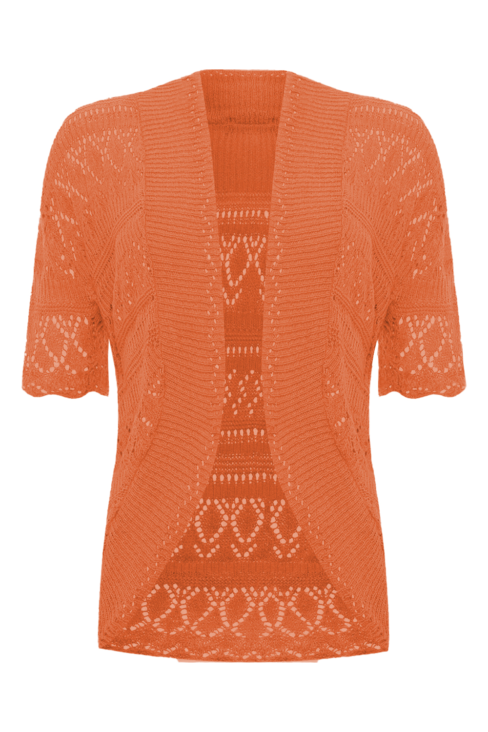 Women Coral Open Front Crochet Bolero Shrug Cardigan