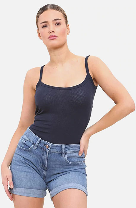 Black Women Cotton Summer Ribbed Vest