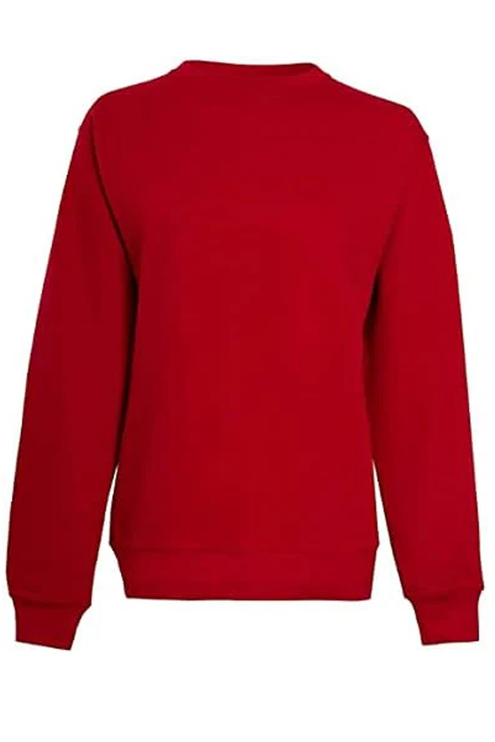 Women Crew Neck Fleece Round Neck Sweatshirt Top UK Size 8-14 Red