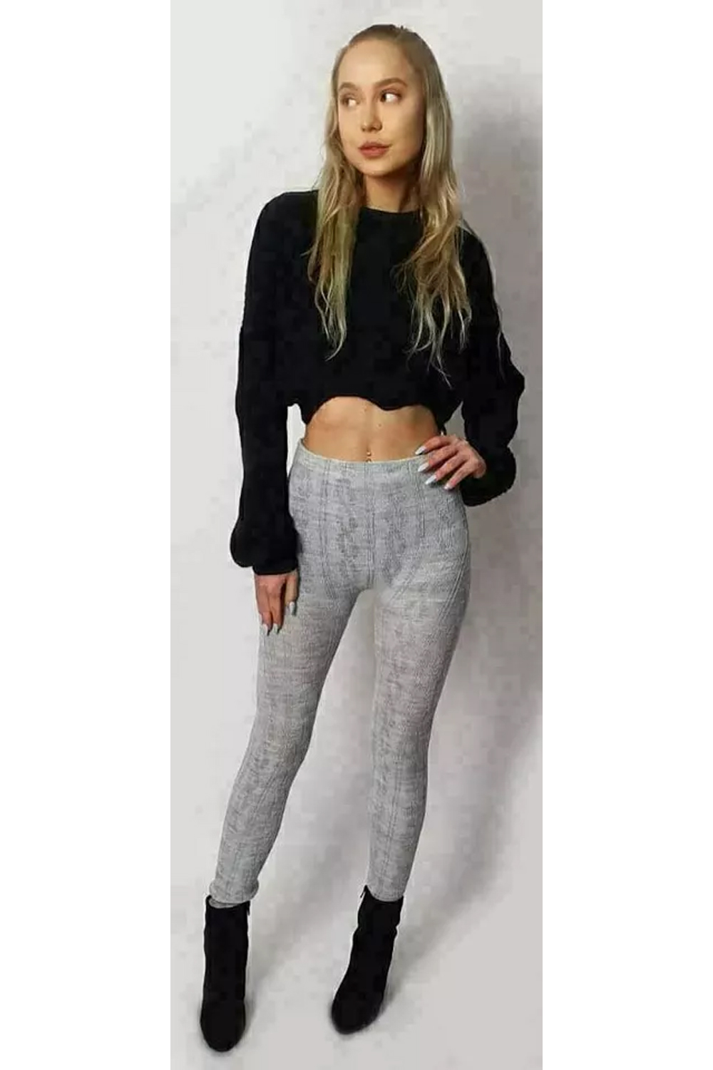 Women Grey Chain Union Jack Legging & Cycling Short