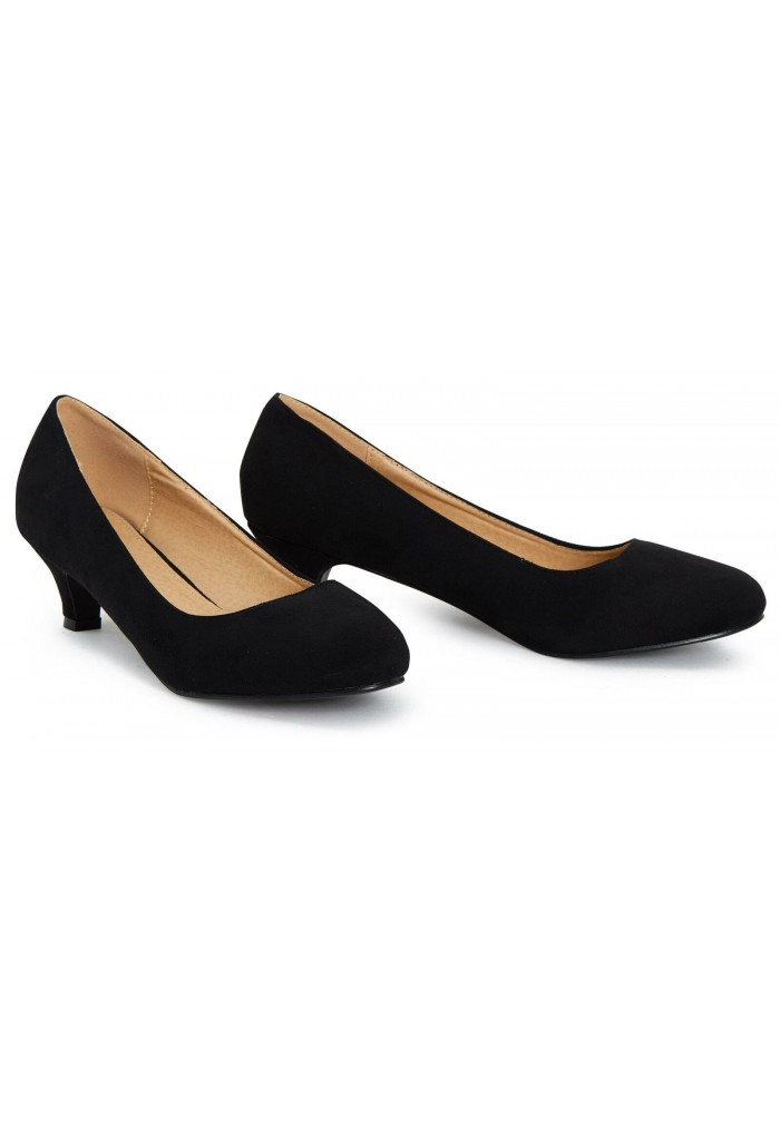 Women Low Kitten Heel- Black Suede