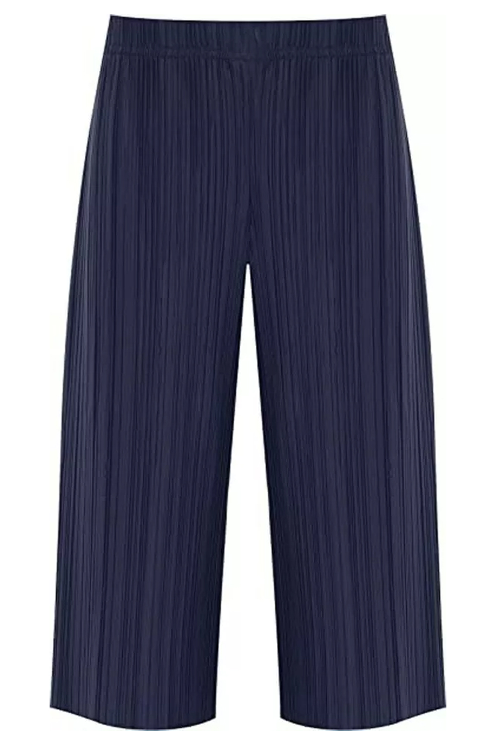 Women Navy Plus Size Pleated Elasticated Culottes