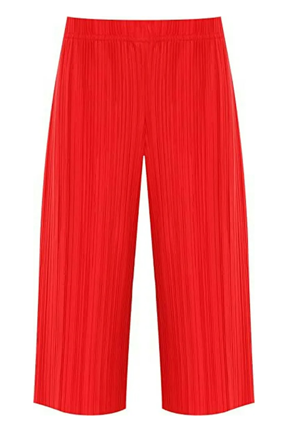 Women Red Plus Size Pleated Elasticated Culottes