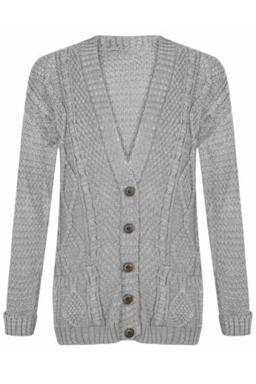 Women Silver Chunky Cable Knit Cardigan