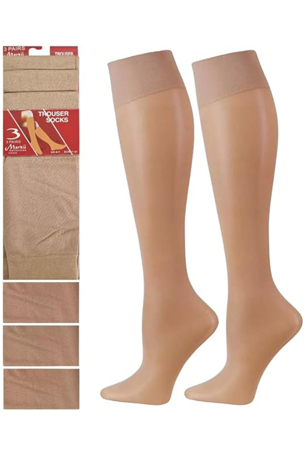 Women Skin Microfiber Knee High Trouser Socks (PACK OF 3)