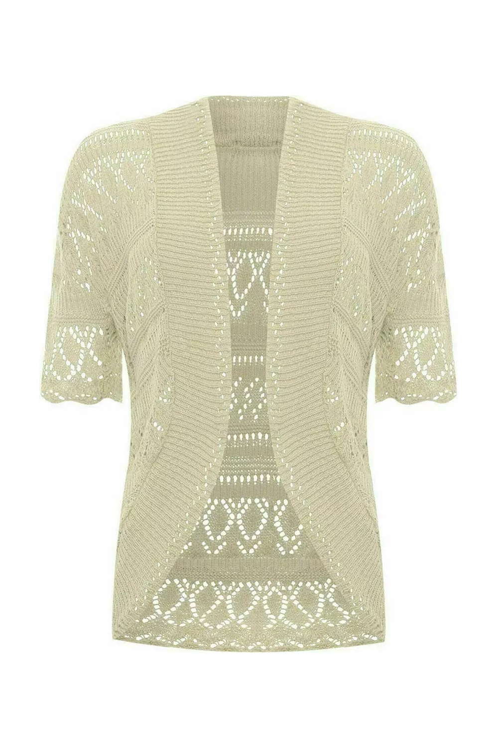 Women Stone Open Front Crochet Bolero Shrug Cardigan