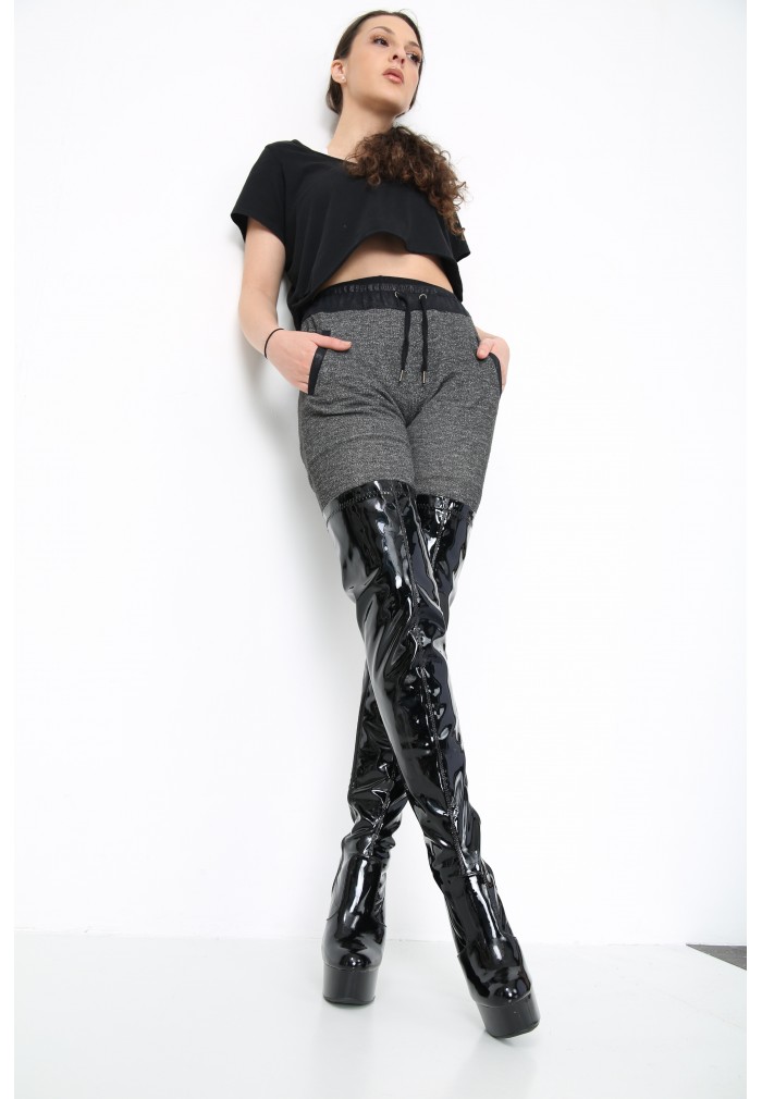 Women Thigh HIGH Kinky Over The Knee Platform Stiletto Heel Boots - Black Patent