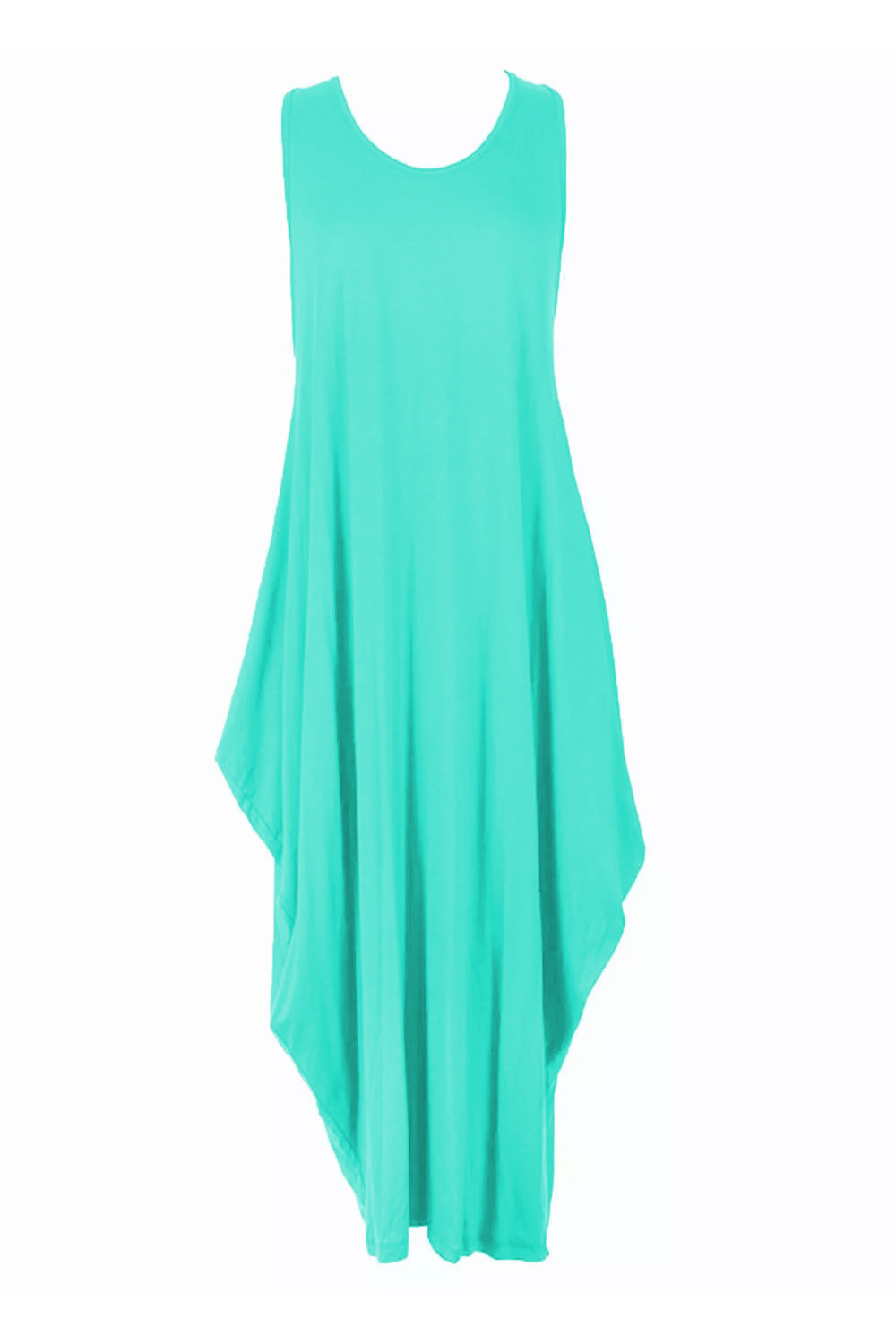 Women Turquoise Plus Size Parachute Tulip Dress
