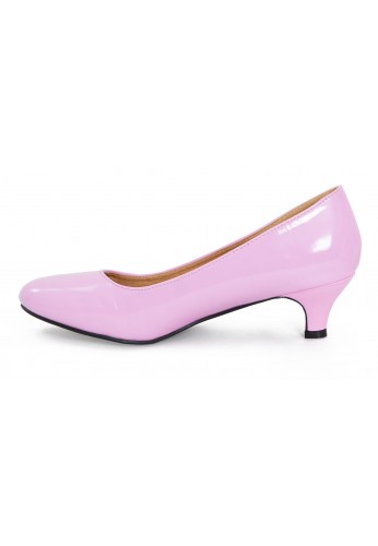 Women Unisex Low Kitten Heel Pink Patent
