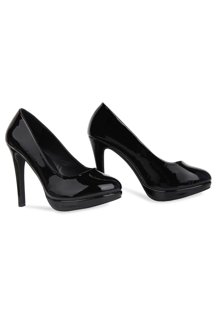 Womens Cross Dresser HIGH Heel Round Toe Court Shoes Black Patent