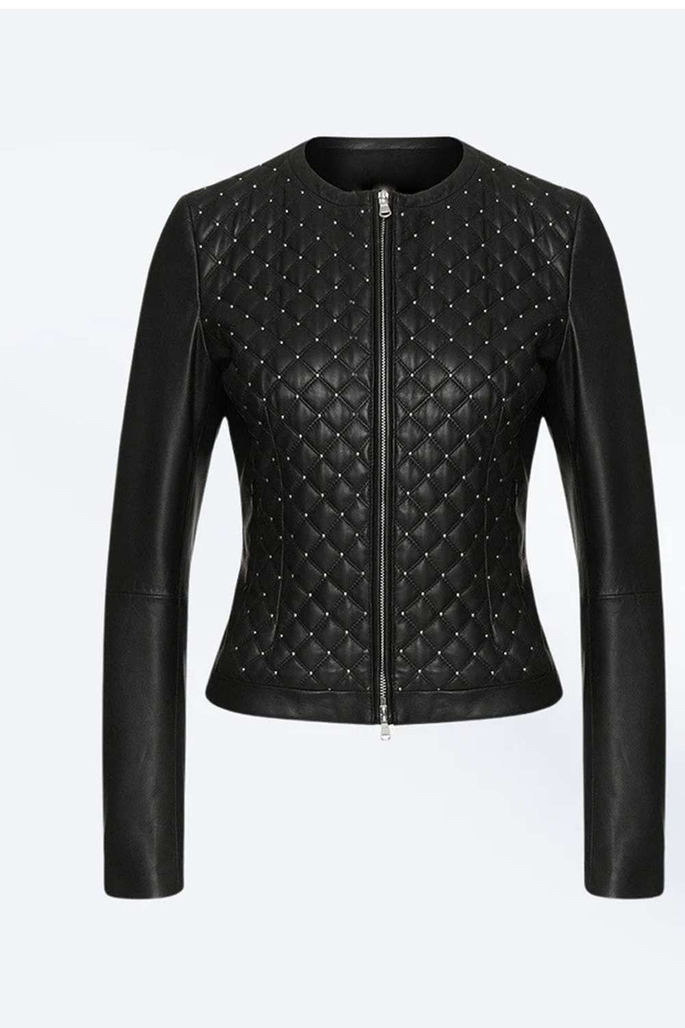 Women's Diamond Quilted Biker Leather Jacket