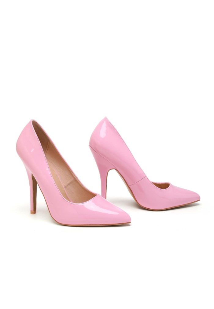 Womens Drag Queen Pointy Toe Court Shoes Pink Patent