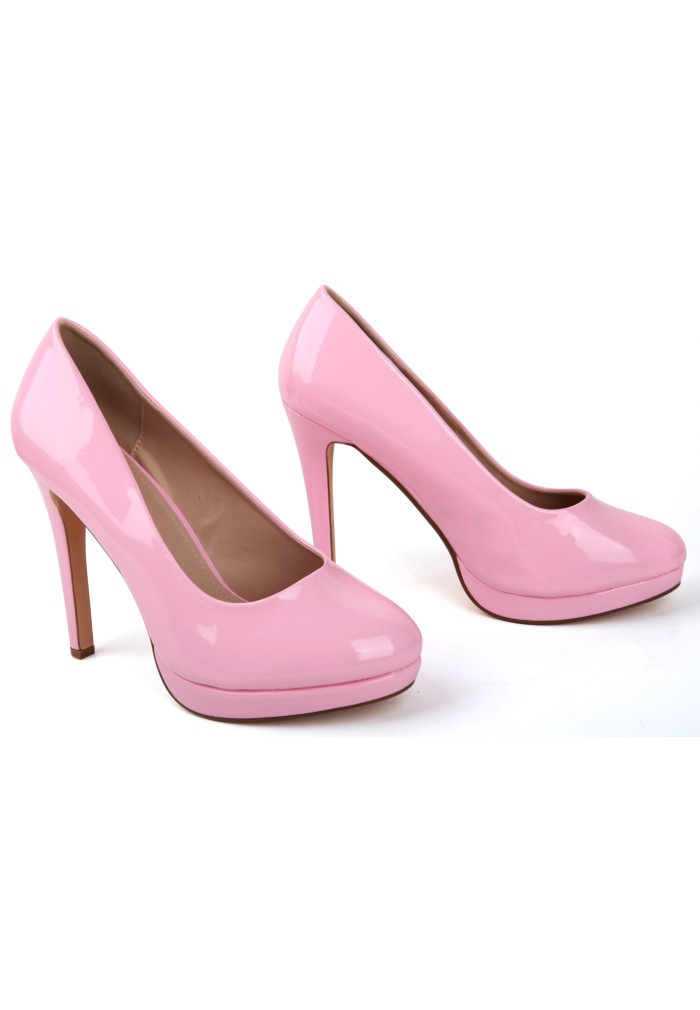 Womens Drag Queen Cross Dresser Round Toe Court Shoes Pink Patent