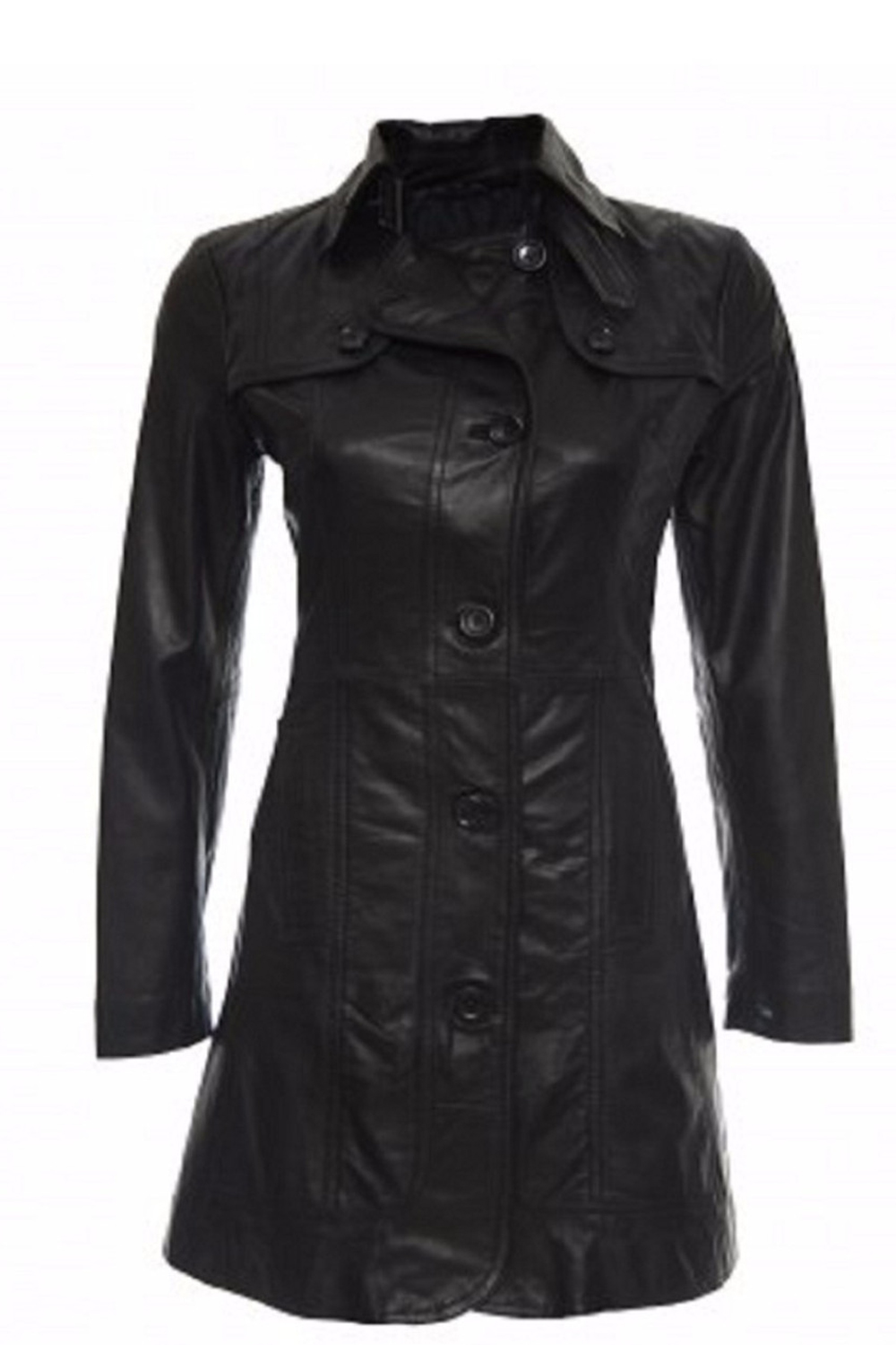 Women's Fashion Leather Coat Black