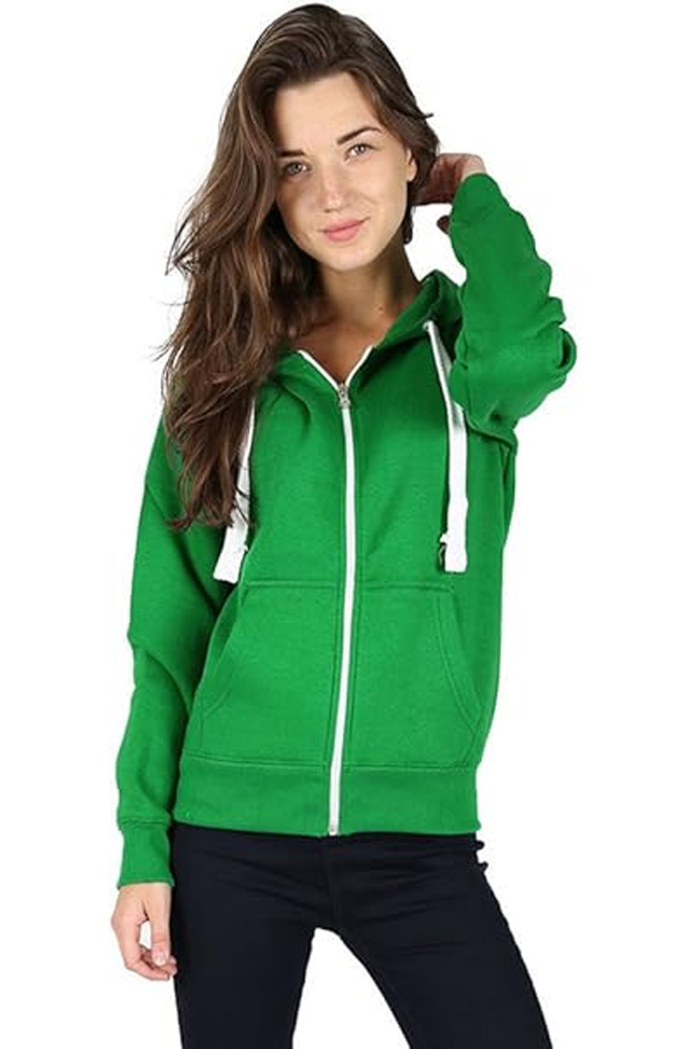 Women's Fleece Zip Hoodie Jade Green–UK 6-30