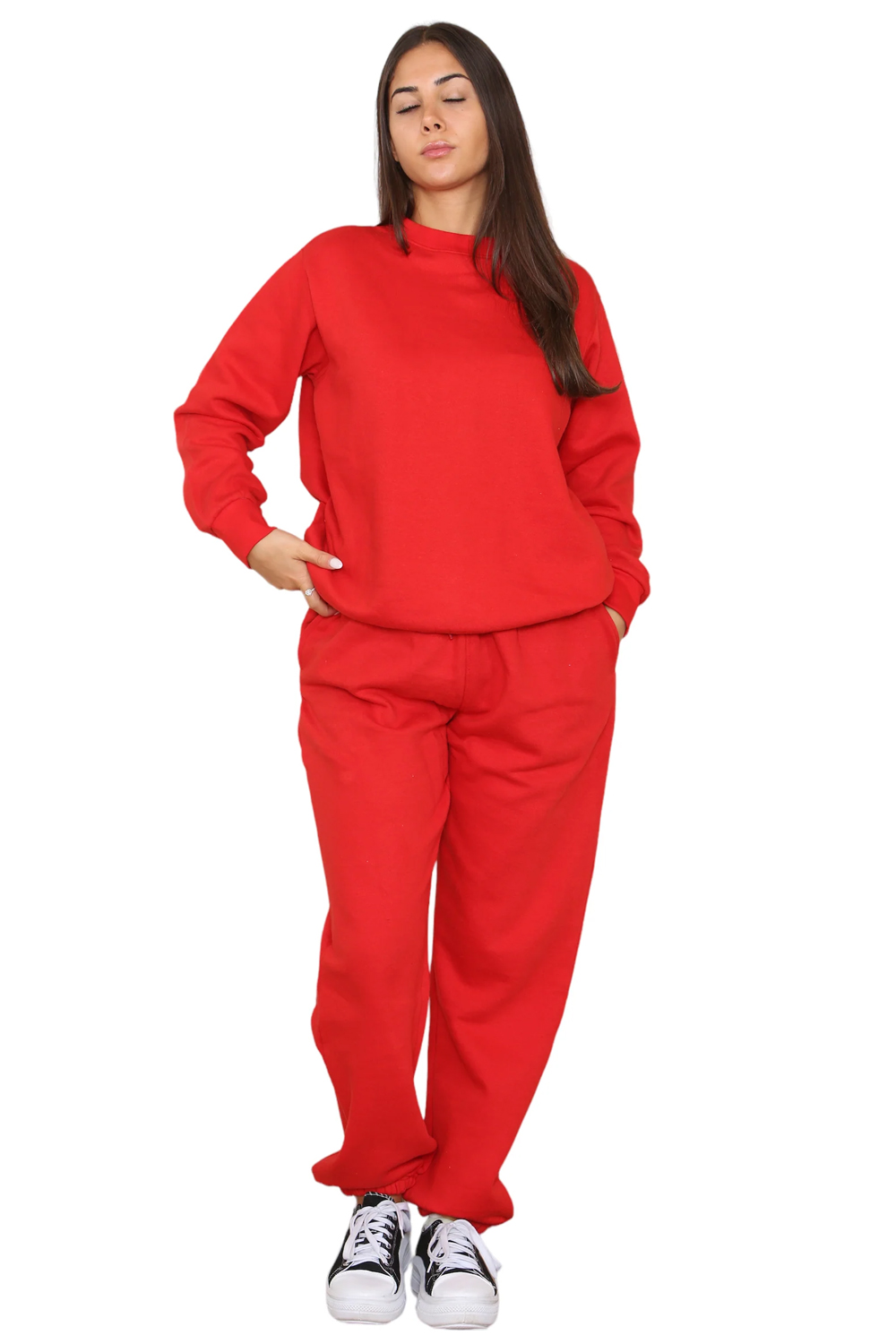 Plus Size Loungewear 2 Pieces Set Sweatshirt Top and Jog Bottom UK Plus Size 16 to28 Red