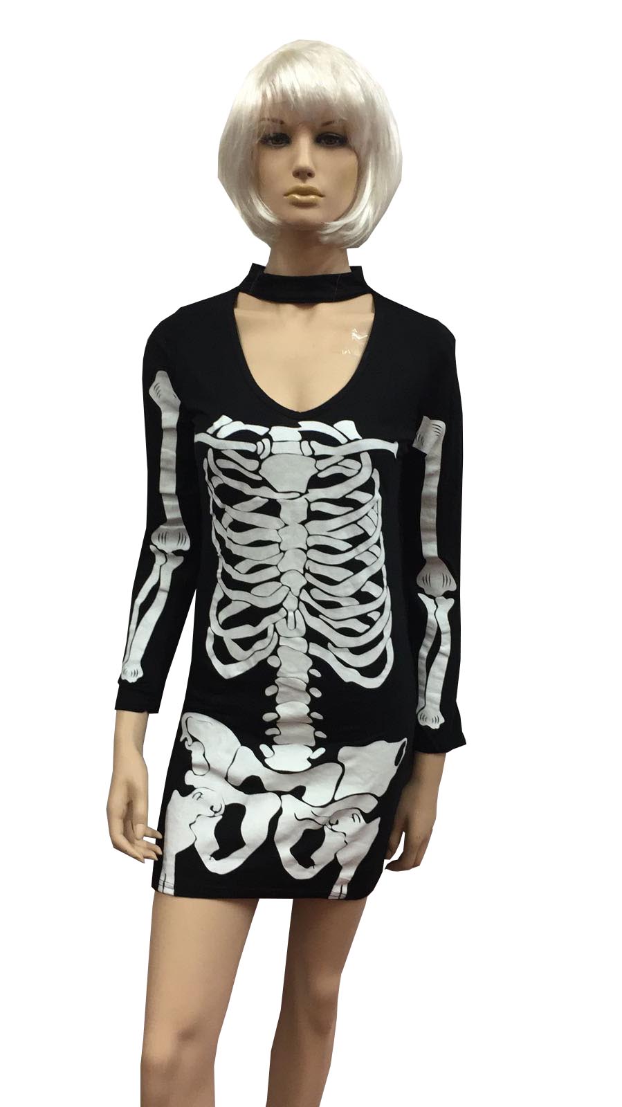Girls Skeleton Print Bodycon Mini Dress Costume