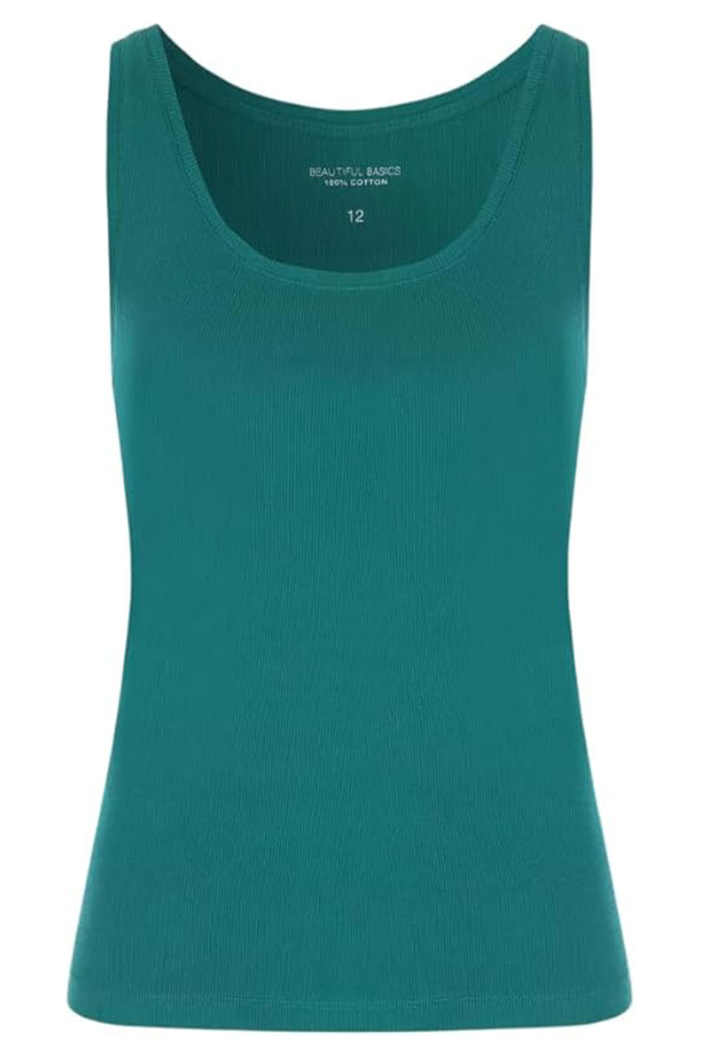 Womens Teal Stretchy Ladies Ribbed Top Cotton Summer Vest Tank