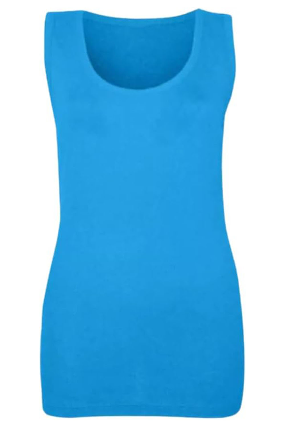 Womens Turquoise Stretchy Ladies Ribbed Top Cotton Summer Vest Tank