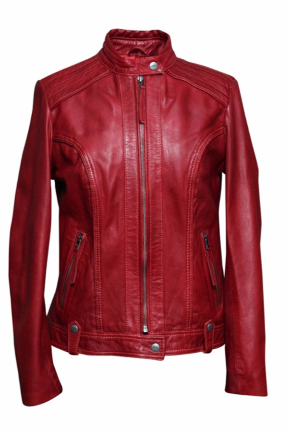 Women's Waxed Sheepskin Red Leather Jacket